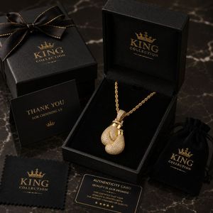 Collier unisexe pour femme avec pendentif gants de boxe en zircon, style hip-hop, bijoux de fête classiques chrétiens, vente en gros - Product Image 5