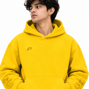 Conjunto de Sudadera con Capucha y Pantalones de Chándal Amarillos de 2 Piezas para Hombre, Oversize, con Detalle Gráfico, Bolsillo Canguro, Ajuste Relajado, Estilo Urbano, Logotipo Personalizado, Venta al por Mayor - Product Image 3