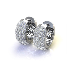 Pendientes de Aro con Cinco Filas de Diamantes Cultivados en Laboratorio, Diseño Platino - Product Image 1