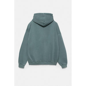 Sweat à capuche ample en jersey de coton brossé épais, délavé style vintage, à manches longues, coupe décontractée, avec cordon de serrage et finition délavée - Product Image 2