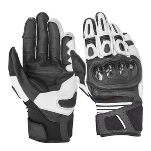 <b>Men</b> Full Finger <b>Leather</b> Racing <b>Gloves</b> With Palm Guard Breathable Outdoor Riding Protective Hand wear Velcro Closure - Product Image 1