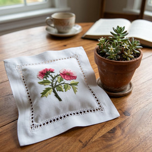 Fundas de Almohada Cuadradas de Algodón Blanco de Alta Calidad con Bordado Personalizado de Flores Bonitas y Dobladillo, Venta al por Mayor - Product Image 1
