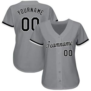 Camiseta de Béisbol Personalizada Gris, Negra y Blanca, Transpirable, de Poliéster, con Botones, Uniforme de Béisbol para Equipo, Camiseta Deportiva Sublimada - Product Image 2