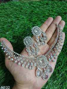 Conjunto de joyería nupcial de diamante americano clásico, collar y pendientes de dos piezas para boda, estilo clásico de moda - Product Image 6