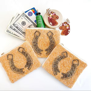 Monedero de Algodón Ligero con Diseño Floral Bordado a Mano, Forma Personalizada, Monedero de Mujer Hecho a Mano con Cuentas de Semillas y Oso, Bordado con Agujas - Product Image 1