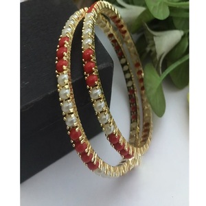 Dazzling Gold Plated <b>Bangle</b> Bracelets <b>Set</b> With Stones Ethnic Style For Women Party Jewelry Collection - Product Image 4