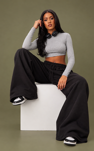Pantalon de jogging noir ample pour femme, personnalisé en polyester et coton, coupe oversize, qualité supérieure OEM - Product Image 5