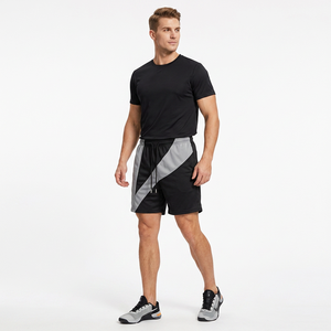 Pantalones Cortos Deportivos de Secado Rápido para Hombre, Diseño de Paneles Geométricos, Cintura Elástica, Estiramiento Frontal, Longitud Media, Ropa Deportiva para Actividades - Product Image 3
