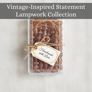 ลูกปัดแก้วทองแดงสีน้ำตาลทำมือจาก EXCEL EXPORTS |   ดีไซน์ลวดลายผสมผสานที่ได้แรงบันดาลใจจากเค้กแต่งงาน |   ความยาวเส้นใย 8 นิ้ว - Product Image 3