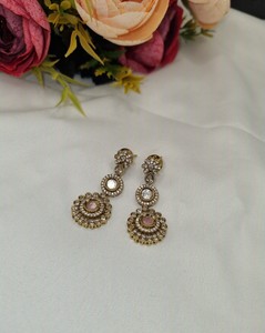 Delicate Crystal Beaded Kundan Necklace <b>Set</b> Antique Gold Plated Choker with Matching Earrings Designer Ethnic <b>Bridal</b> <b>Jewelry</b> <b>Set</b> - Product Image 2