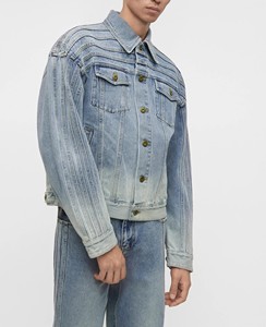 Jean en denim vintage délavé léger pour homme, respirant, 100 % coton, effet vieilli, déchiré, clouté sur le devant, style streetwear de créateur - Product Image 2