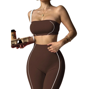 Custom Private <b>Label</b> Gym Wear Sublimation Printed V Neck Workout Set Low MOQ OEM Factory Customized 2 Piece Women Yoga Set - Product Image 6