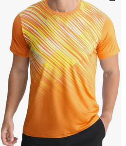 Camiseta de Manga Corta con Estampado Geométrico para Hombre, Cuello Redondo, Secado Rápido, Ajuste Deportivo, Tejido de Poliéster, Corte Ajustado, Largo Regular - Product Image 2