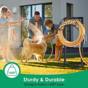 Heavy Duty 160 FT Garden Hose Holder with 4 Spikes 2 <b>Tool</b> <b>Hooks</b> Freestanding Design Water Hose Reel and <b>Tool</b> Holder - Product Image 5