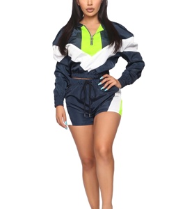 Ensemble short et veste coupe-vent pour femme, tendance, idéal pour le quotidien, chaud, coupe-vent, séchage rapide, manches longues, élégant. - Product Image 1