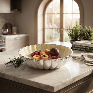 Bol rond profond en aluminium émaillé ivoire de forme moderne de qualité supérieure pour la maison et la cuisine, les fêtes et les cadeaux - Product Image 1