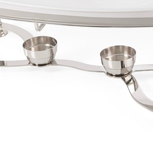Modern Oval Stainless Steel <b>Chafing</b> Dish Four Metal Pillers White Metal Tray <b>Fuel</b> Holders-Eco Friendly Durable for Middle East - Product Image 5