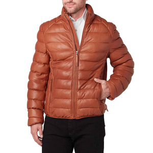 Blousons en cuir personnalisés 2026 pour homme, style urbain, col montant, coupe classique, effet délavé, pour moto, écologiques et imperméables - Product Image 1