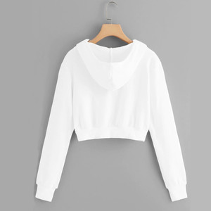 Women's White <b>Zip</b> <b>Hooded</b> Fleece Long Sleeve Regular Hoodie Drawstring Kawaii STREETWEAR Style 100% Cotton Winter - Product Image 5