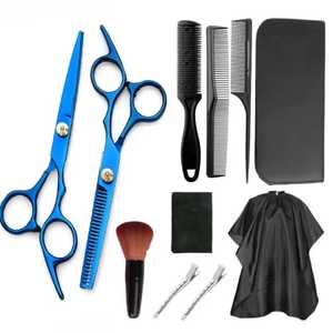 Juego de Tijeras de Peluquería Profesionales de Acero Inoxidable de Grado Industrial con Tijeras de Entresacar, Peine, Cepillo, Capa y Estuche - Product Image 1