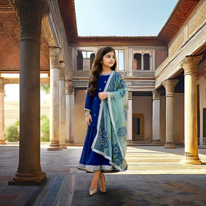 Conjunto de Salwar Kameez Étnico Bollywood para Niñas, Novedad 2026, con Dupatta Bordada, Traje Tradicional Pakistaní/Indio para Fiestas - Product Image 1