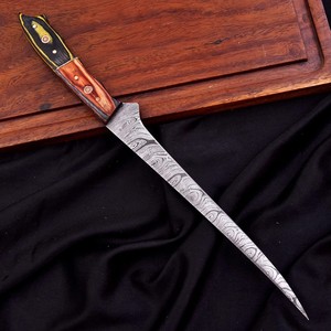 Nordic Forge Damascus Steel Fillet <b>Knife</b> with Leather <b>Sheath</b> Handmade Forged High Hardness Extra Sharp Durable Kitchen <b>Knife</b> - Product Image 4