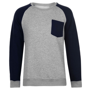 เสื้อสเวตเชิ้ตแขนยาวทรงแร็กแลนสีเทากรมท่าสำหรับผู้ชาย คอกลม มีกระเป๋า สวมใส่สบาย ทรงปกติ ผ้าถักนิตติ้ง ผ้าฝ้าย เหมาะสำหรับใส่ในฤดูใบไม้ร่วง - Product Image 1