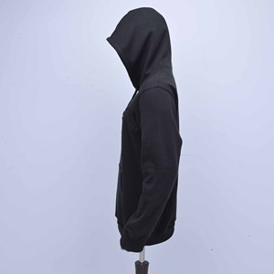 Sudadera con capucha y mangas largas de algodón negro de primera calidad con logotipo personalizado para hombre - Product Image 5