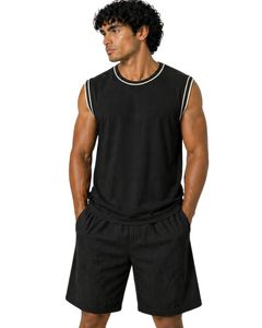 Camiseta sin Mangas Negra para Hombre, Jersey de Algodón Premium, Chaleco Informal para Gimnasio y Fitness, Ligero, Transpirable, Ajuste Personalizado - Product Image 1