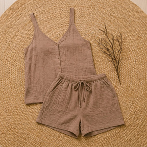 Ensemble de vêtements de détente en gaze de coton pour femmes, pyjama respirant en tissu musulman pour femmes, été - Product Image 6