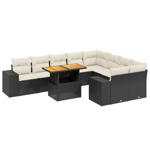 Set di divani da giardino con struttura nera e cuscini bianco crema - Product Image 2