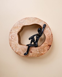 Minimalist Modern Aluminium Tabletop Sculpture Black <b>Figurative</b> Art Design Circular Handmade Eco-Friendly Durable Decor for - Product Image 3