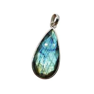 Excellent pendentif en argent 925 en forme de poire en labradorite - Product Image 1
