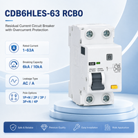 Disjoncteur différentiel CDB6HLES-63 1P+N 2P 3P 3P+N 4P 1A-63A 230V 400V 10kA 10-300mA Type A Courbes AC B C D Rail DIN