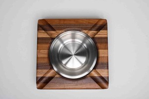 Cendrier à cigares en bois d'acacia massif, design classique artisanal, 4 fentes avec nœud en acier inoxydable - Product Image 2