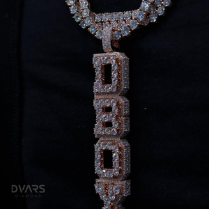 Colgante Personalizado con Letra y Nombre, Joyería Iced, Plata de Ley 925, Chapado en Oro de 18K, Moissanita VVS, Lujo Hip Hop, Dijes Iced Verticales - Product Image 4
