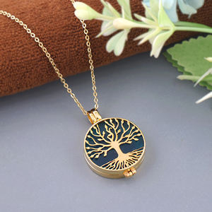 Collar con Colgante de Medallón Árbol de la Vida, Apatita y Jade, Bañado en Oro de 18k, Latón Sólido, Joyería Espiritual Ortodoxa con Símbolo - Product Image 2