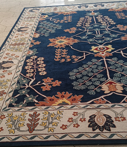 Tapis oriental en coton à poils longs |   Tapis d'intérieur tufté à la main, motif floral, écologique, ignifuge, antidérapant, adapté aux animaux domestiques, épaisseur 12 mm - Product Image 3