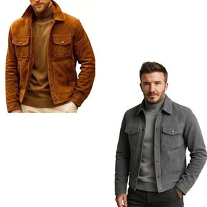 Winter Ready <b>Suede</b> Leather <b>Jacket</b> Stylish Outerwear Wear <b>Suede</b> Leather <b>Jacket</b> Durable Material With Warm Feel - Product Image 3