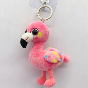 Customized <b>Cute</b> Pink Flamingo Plush Keychain Cartoon Animal Pendant Soft Toy 3D Shape - Product Image 1