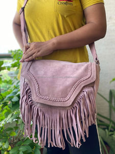 Sac à bandoulière en cuir souple, daim fait à la main, Style frange pour filles, nouvelle collection - Product Image 6