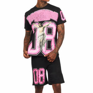 Conjunto de Camiseta y Pantalones Cortos para Hombre, Informal y Deportivo, Dos Piezas, Traje Deportivo de Verano, Gimnasio, Fitness, Entrenamiento, Correr, Ejercicio, Uso Diario - Product Image 1