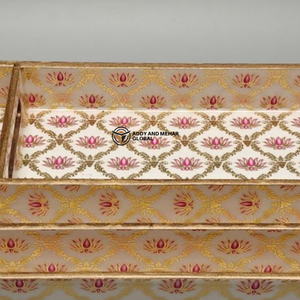 Pink Geometric Enamel Food-Safe Serving Tray Set of 3 – Modern Luxury MDF & <b>Paper</b> Nesting Trays for <b>Kitchen</b> Dining & Home Decor - Product Image 5