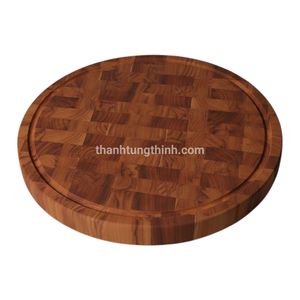 Tagliere Rotondo in Legno con Motivo a <span class=keywords><strong>Scacchiera</strong></span> e Bordo Liscio per Uso in Cucina - Product Image 6