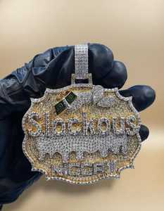 จี้เพชรโมอิสซาไนต์ VVS เงินแท้ 925 สั่งทำได้ พร้อมจี้ตัวอักษรแบบฮิปฮอป ประดับเพชรเต็มตัว เหมาะสำหรับเป็นของขวัญ - Product Image 1