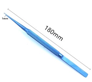 Pinzas de Titanio de Alta Calidad con Punta de Anillo de 18 cm, Instrumentos de Microcirugía Ocular, Pinzas de Oftalmología con Punta de Anillo de Orificio Fino - Product Image 1
