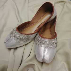 Zapatos Khussa para Mujer, Tradicionales Pakistaníes, Étnicos, Bordados, Antideslizantes, Cómodos, Transpirables, Planos - Product Image 5