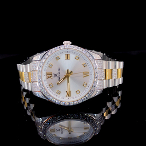 Montre pour femme de luxe avec mouvement mécanique ETA, boîtier en acier inoxydable de 30 mm, cadran analogique en verre, résistance à l'eau de 100 bars, lunette sertie de diamants - Product Image 1
