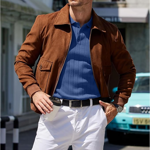 Pull en maille à manches longues pour homme, couleur unie bleu, fermeture boutonnée, pull décontracté pour le printemps - Product Image 4