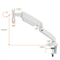 Soporte Ergonómico para Monitor AUKI Blanco con Brazo de Resorte de Gas, Soporte de Escritorio para Computadora, Soporte para Monitor VESA de 32 Pulgadas, Inclinación +90/-45, Soporta 8 kg